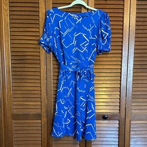 DKNY Royal Blue Fit & Flare Dress | Belted Waist | Size 6